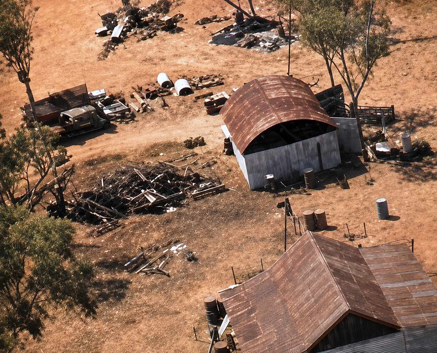 Aerial view of the Lorraine Station working complex, 1952